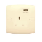 فيش كهرباء مع شاحن 13 أمبير  الفنار موديل ألف كلاسيك المقاس  7x7 اللون البيج